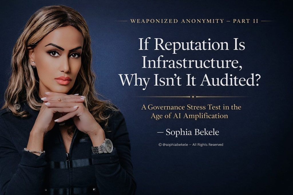 Sophia Bekele on reputation as infrastructure and AI governance risk