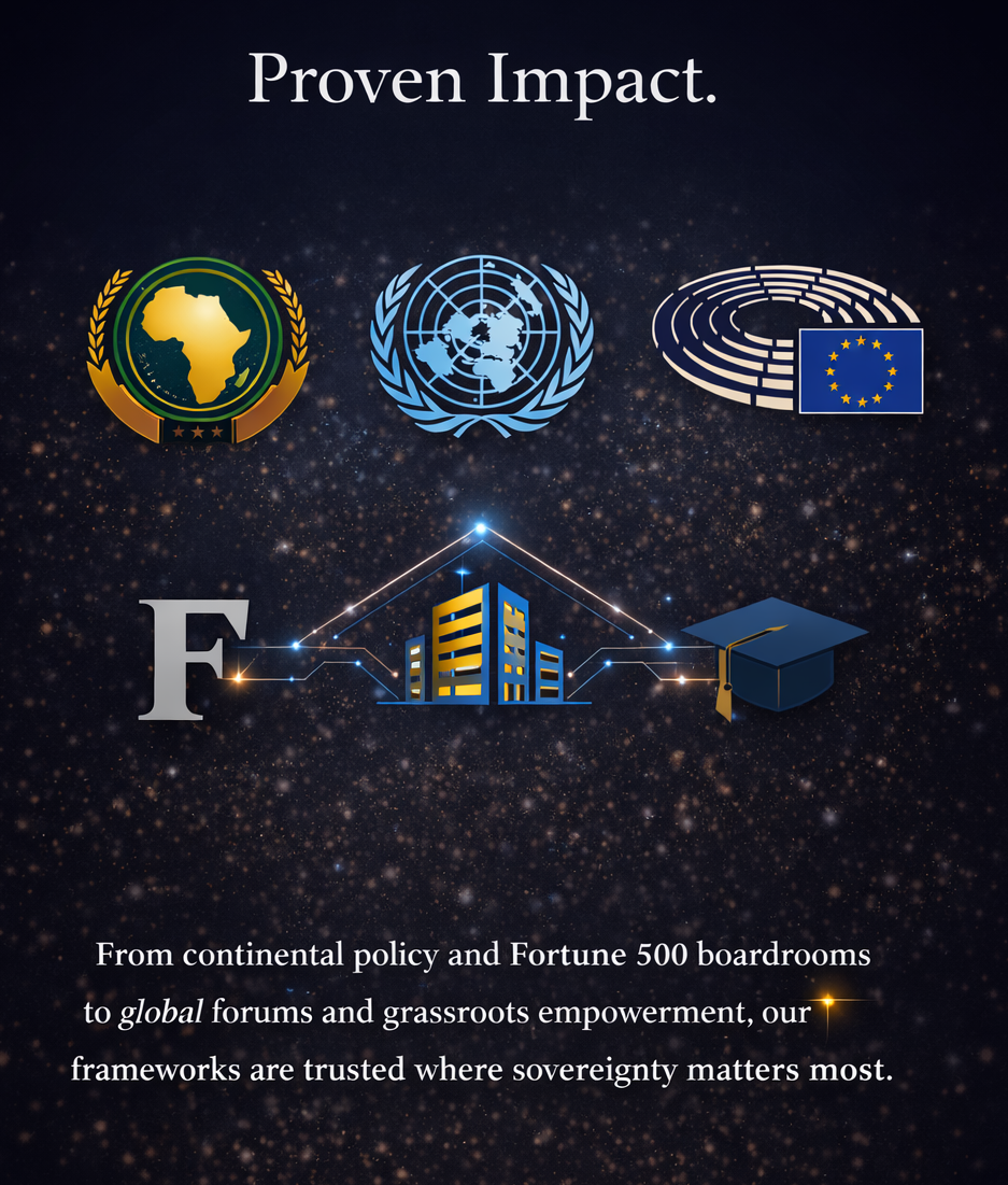 Logos of partner institutions including the African Union and United Nations